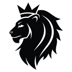 side profile lion head logo in bold black vector s.eps