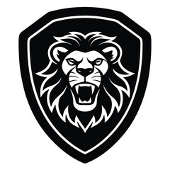 vector lion head logo in vintage motorcycle patch .eps