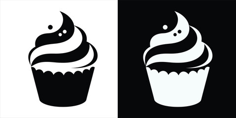Monochrome cupcake icon set vector graphic