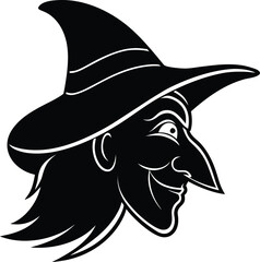 Obraz premium Minimalist witch silhouette line art of wicked s face