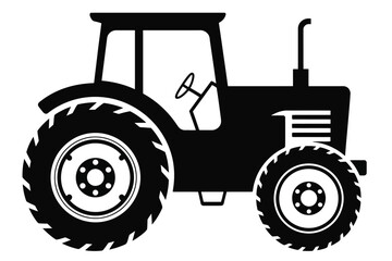 Obraz premium Farm Tractor Silhouette Vector - Agricultural Equipment Illustration