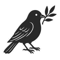 Silhouette of a bird flying with a worm in its beak Vector