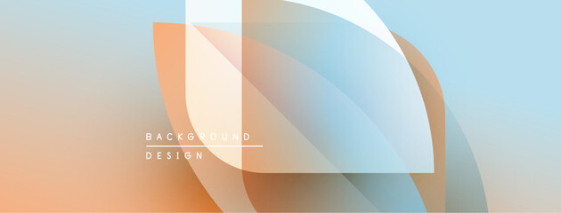 Abstract geometric shapes overlap. Soft orange, blue gradients create modern background design. Minimalist aesthetic, clean lines present visual harmony.