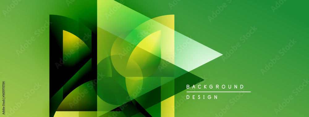 Aufkleber abstract geometric shapes overlap, creating dynamic green gradient background. modern design element