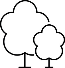 Minimalistic Icon of Trees in Forest for Graphics, Concept, Apps