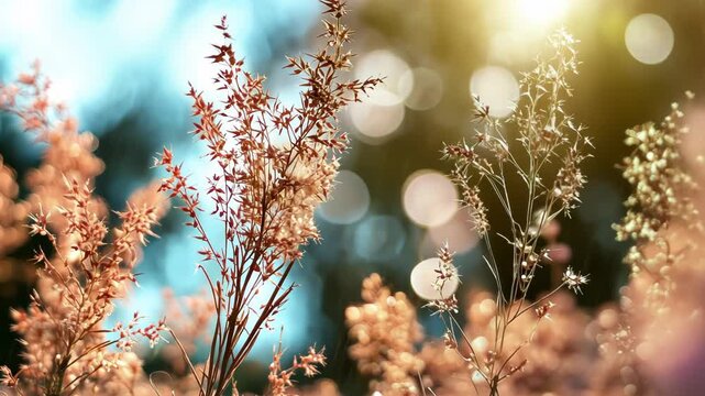 Autumnal grass with bokeh background, nature scene, possible use for wallpaper or screen saver