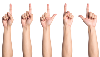 Set of Hands Pointing Finger, Isolated on Transparent Background