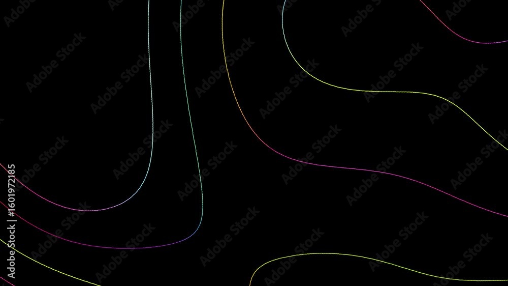 Poster abstract colorful lines creating a smooth wave pattern on a dark background, suitable for design