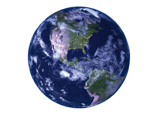 Photorealistic vector earth of America continent created by 3D modeling as daytime no night light and normal color more high resolution version.