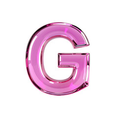 Glossy pink letter G, rendered in 3D, isolated on transparent background