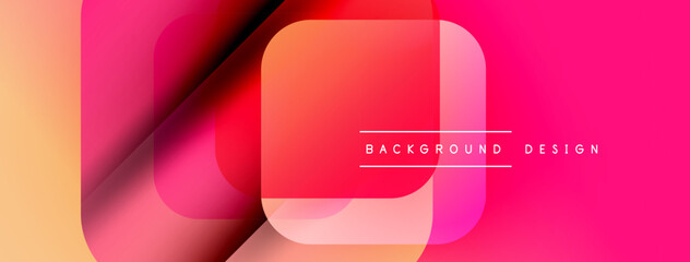 Abstract geometric shapes overlap. Gradient colors transition from yellow to pink. Modern design element for backgrounds or banners.