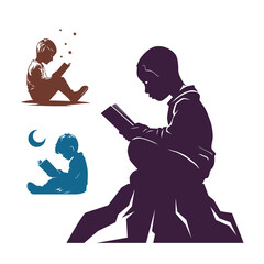 Boy Reading Book on Floor
