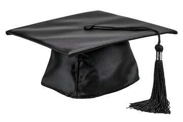 Black Graduation Cap with Tassel on Transparent Background, PNG
