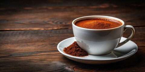 Obraz premium Warm aromatic coffee grounds and crema top a rich dark liquid in a elegant white ceramic cup