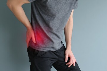 Hip Pain Man. Illustration of Patient Suffering from Hip Joint Injury