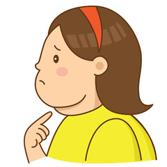Fat woman face neck with a double chin side, illustration cartoon on white background