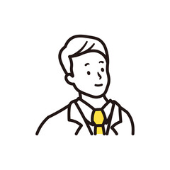 ビジネスマンが笑顔の上半身のシンプルなイラスト素材