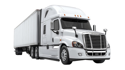 Large Truck with Cargo Trailer on Transparent Background