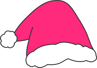 Pastel Pink Santa Hat with Plush Brim – Trendy Aesthetic Christmas Clipart for Instagram & Blogs