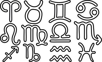 12 Zodiac Signs Vector Design Set – Horoscope, Astrology & Celestial Symbols