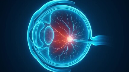 Organ hologram eye displays advanced medical technology and healthcare innovation featuring detailed anatomy and glowing nerves highlighting futuristic health science and vision study concepts - Powered by Adobe