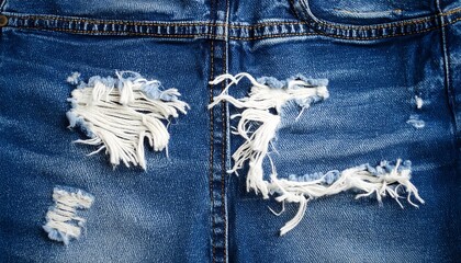 Ripped denim with frayed edges