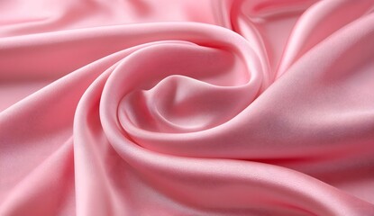 Obraz premium Pink satin fabric for background. Pink colored wrinkled and folded image.