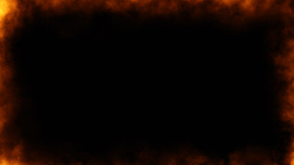 Fire smoke frame flame . Border fog mist texture effect for film , text or space