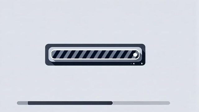 Minimalistic loading bar design with striped progress indicator on a light gray background