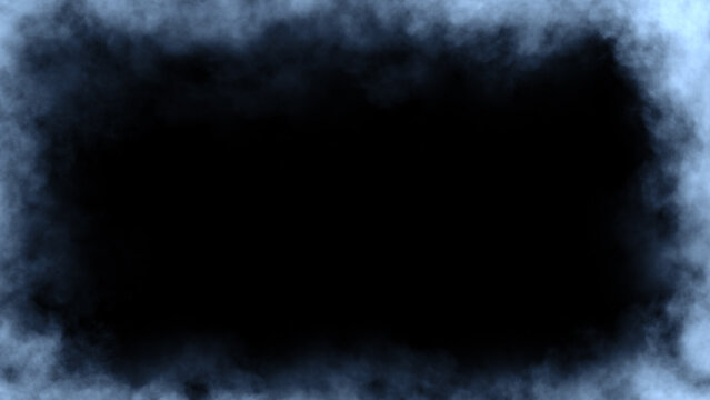 Smoke frame blue flame . Border fog mist texture effect for film , text or space