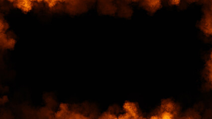 Fire smoke frame flame . Border fog mist texture effect for film , text or space