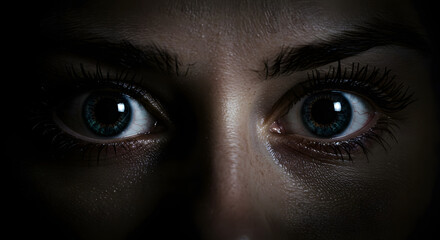 Mysterious Gaze - Intense Eyes in the Shadows with Captivating Detail