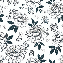Fototapeta premium Elegant Hand-Drawn Floral Vector Pattern for Wallpaper and Backgrounds