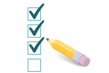 Checklist with Pencil Showing Completed Tasks and Productivity Planning for Success, Goals, and Organization
