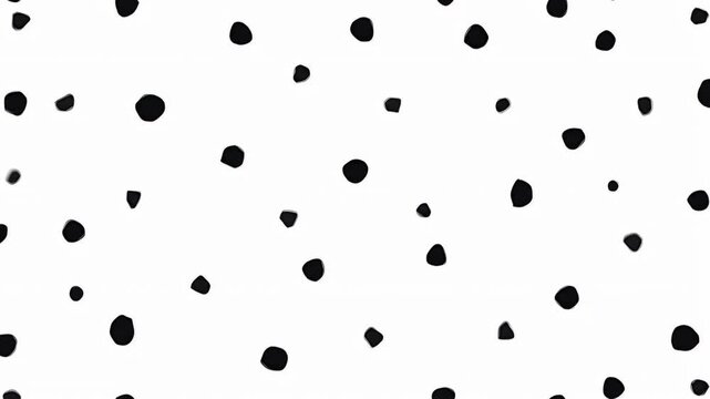 Simple black spots on white background inspired by dalmatian dog fur, minimal and fun seamless vector pattern for playful designs.

