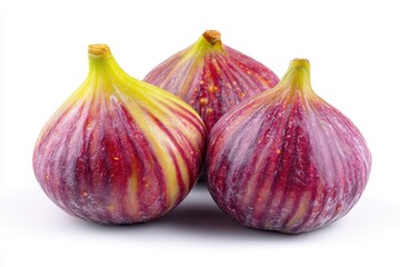 Obraz premium Several ripe figs on a white backdrop with cutout