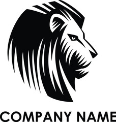 Lion head emblem logo design. Lion head line art vector icon