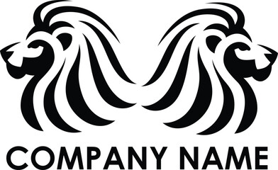 Lion head emblem logo design. Lion head line art vector icon