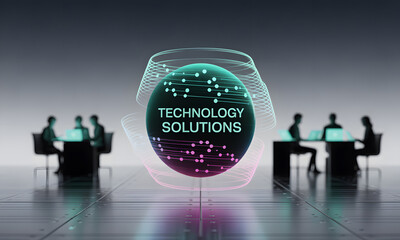 Futuristic Technology Solutions Concept in a Corporate Business Meeting Environment
