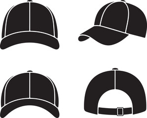 set of Baseball hat black logo icon design vector illustration