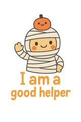 Cute Cartoon Mummy Halloween Character with Pumpkin,clipart, cut out, no background ,PNG die-cut for advertising