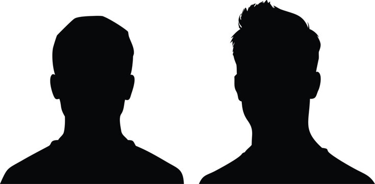Two Silhouetted Men with Different Haircuts Crew Cut and Modern Quiff Style