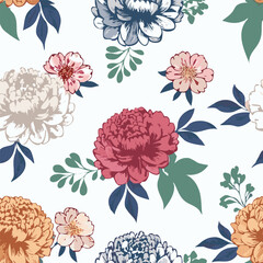 Elegant Hand-Drawn Floral Vector Pattern for Wallpaper and Backgrounds