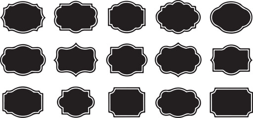 Set of vintage label and badges shape collections. Vector illustration. Black template for patch, insignias, overlay