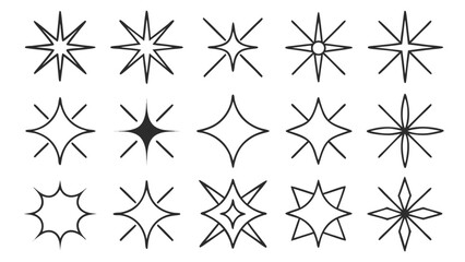 Collection of black starburst and sparkle graphic elements