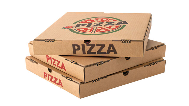 A stack of pizza boxes isolated on transparent background
