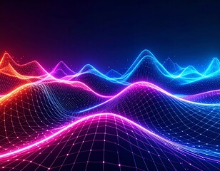 abstract futuristic neon digital city landscape