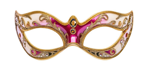Ornate carnival mask with gems on transparent png background