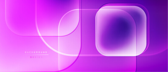 Abstract purple background. Geometric shapes overlap, creating glowing effect. Minimalist design with gradient hues. Modern, vibrant composition.