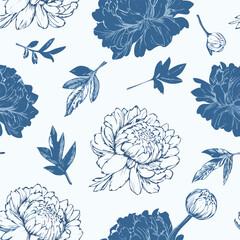 Fototapeta premium Elegant Hand-Drawn Floral Vector Pattern for Wallpaper and Backgrounds